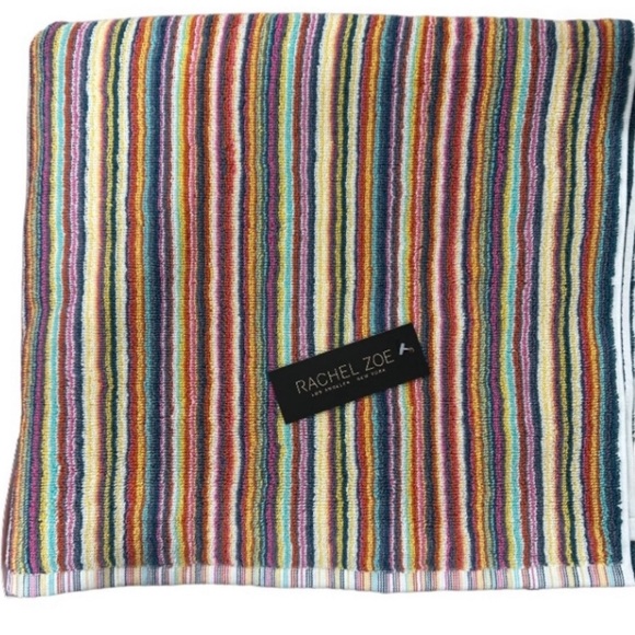 Rachel Zoe Rainbow Striped Bath Towels Set of 2 NEW - Picture 1 of 2